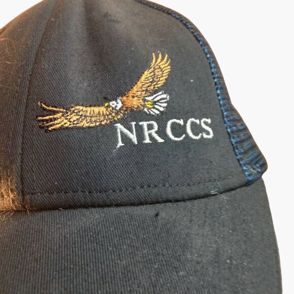 NRCCS Eagle Logo Black Mesh Trucker Hat Adjustable Snapback Steamboat Colorado - Picture 1 of 9